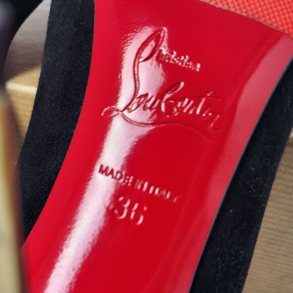 Christian Louboutin Zappa 100 Suede Specchio Heels Spike Black Gold Size 36 - Picture 12 of 14